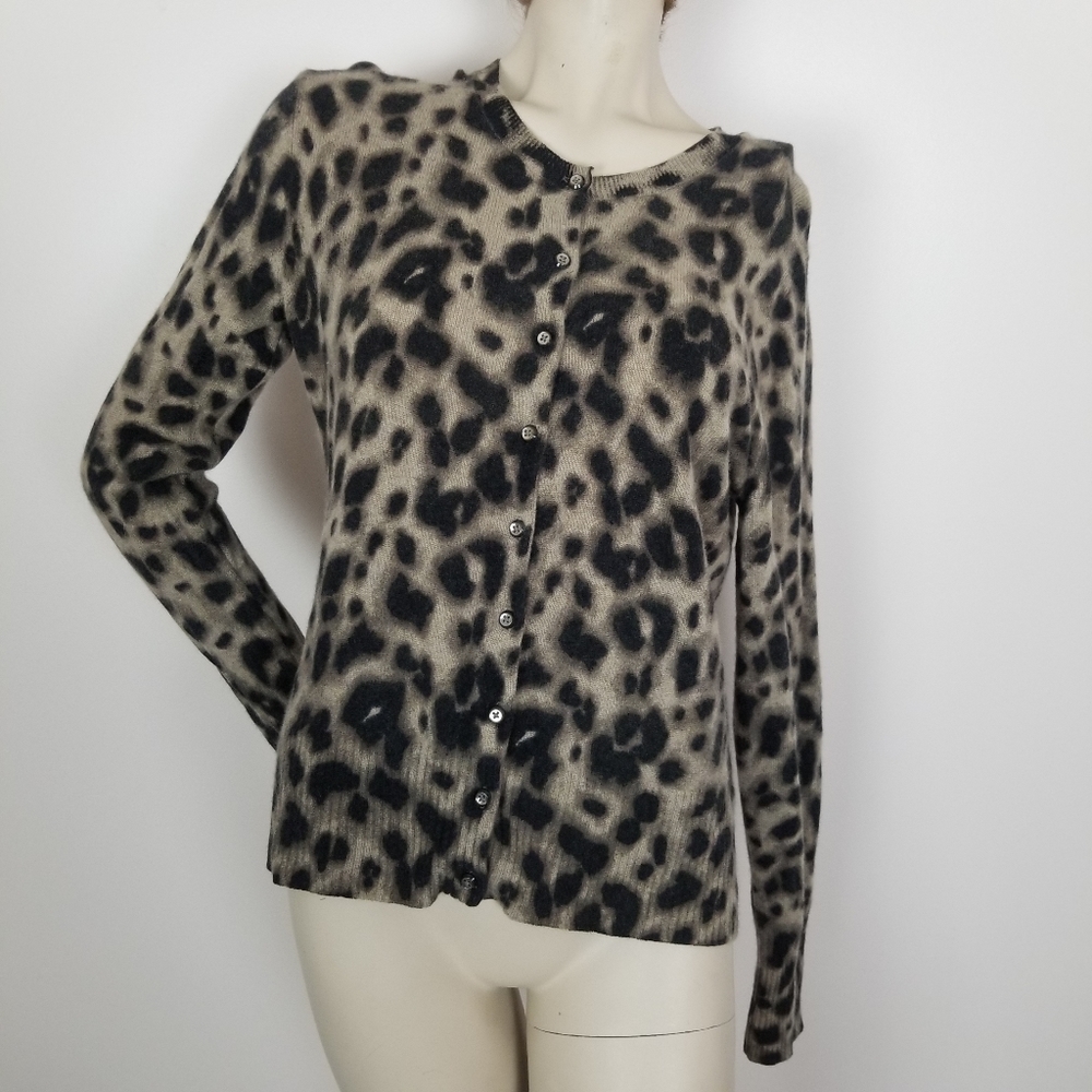 Apt. 9 100% cashmere cardigan.  Animal print